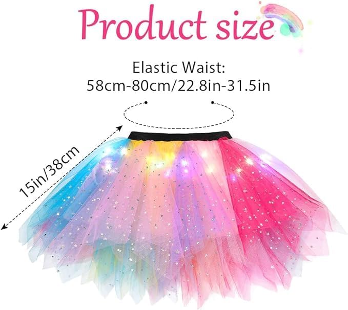 EVILD Girls Light Up Tutu Skirt Neon Rainbow Tutu Skirts - Image 4